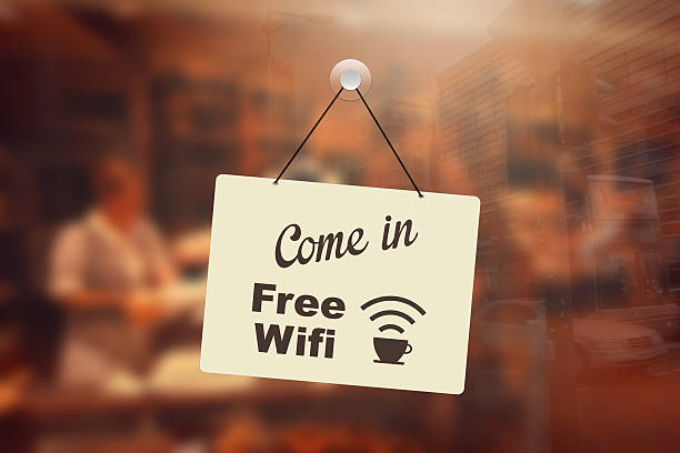 Free Wi-Fi sign in coffee shop